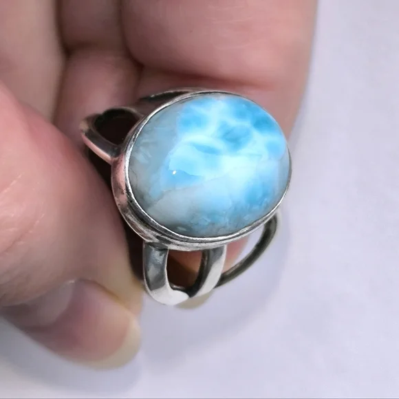 Sterling Silver Larimar Ring Sz 7.25